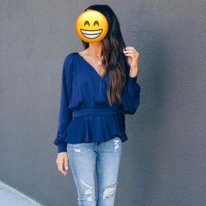 JAYCE SATIN WRAP BLOUSE